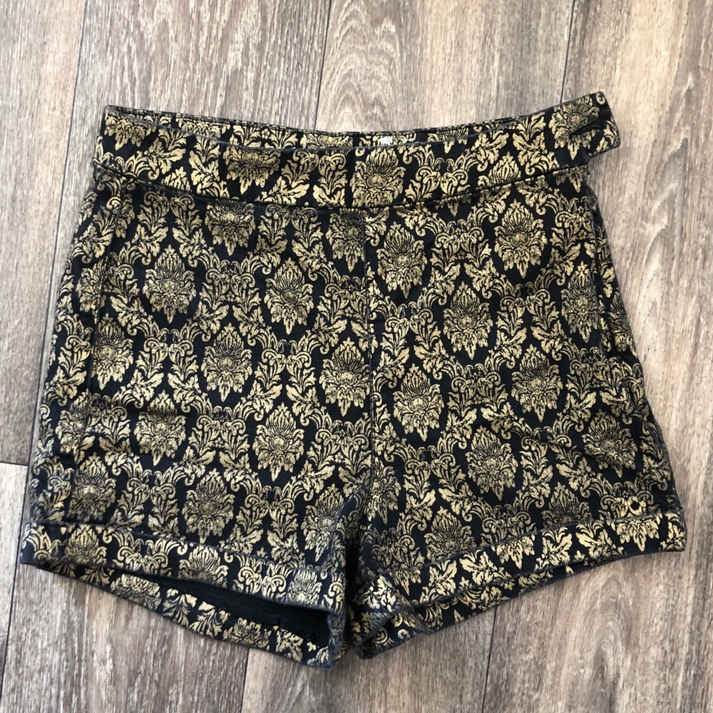 Black and gold high waisted shorts